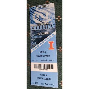 2015 UNC NORTH CAROLINA VS ILLINOIS FOOTBALL TlCKET STUB 9/19/15 122/AA/2